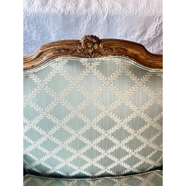 Pair of Early 1990s Era Paint Decorated French Louis XV Bergere Chairs For Sale - Image 4 of 12