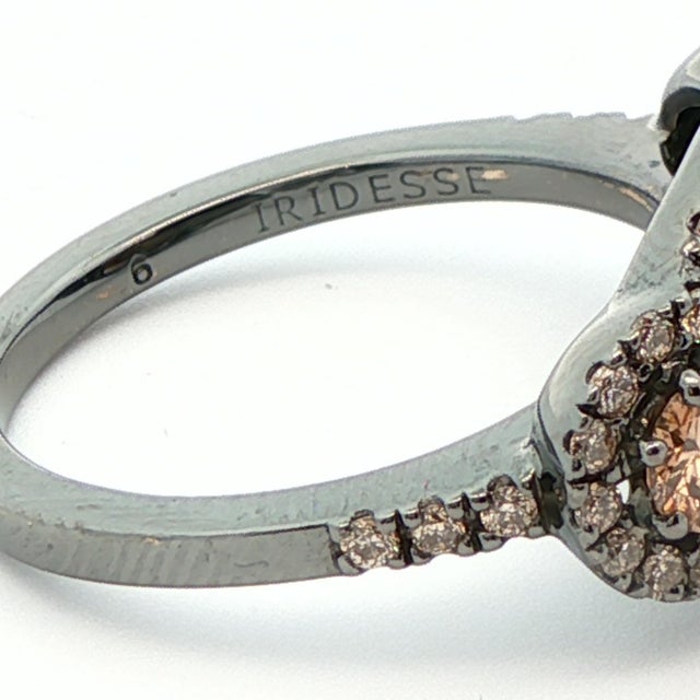 18k White Gold Black Rhodium Gold Pearl & Chocolate Diamond Ring Size 5.25 For Sale - Image 9 of 10