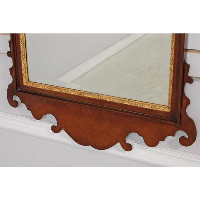 Colonial Williamsburg Chippendale Style Burl Walnut Wall Mirror For Sale - Image 4 of 14