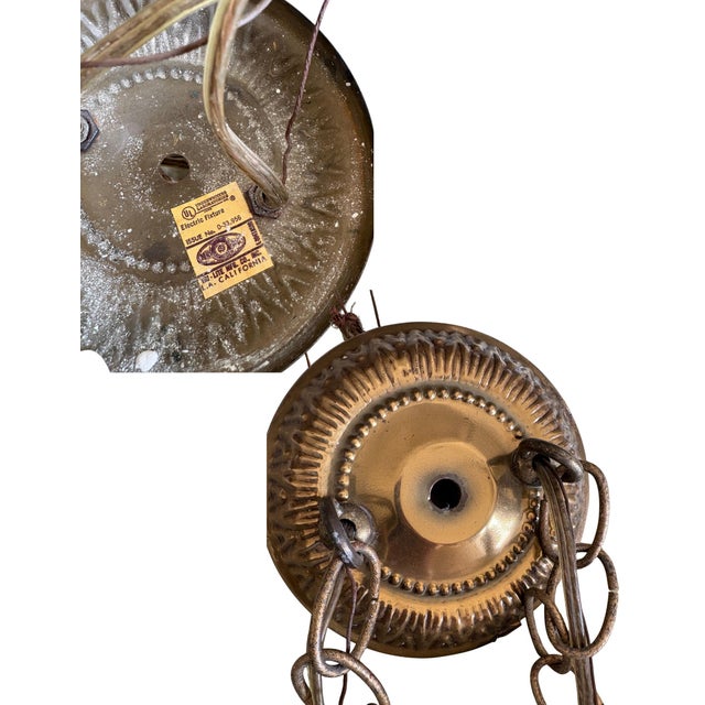 Vintage Hollywood Regency Double Swag Cut Glass Pendant Chandelier For Sale - Image 10 of 11