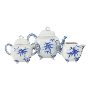 Late 19th Century Japanese Meiji Porcelain Bamboo Tea Set, 3 Pieces