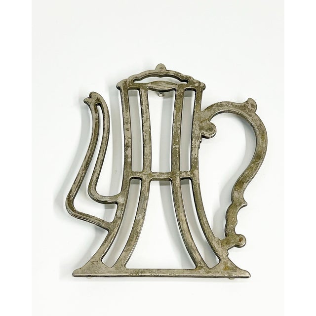 Vintage Italian zinc silverplate coffee pot trivet. Great aged patina. Looks great hung on the wall as art in kitchen or...