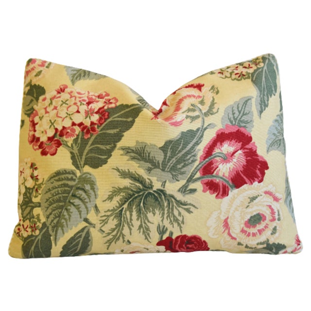 Early 21st Century Designer Chic Rose Floral Botanical Feather/Down Pillow 23" X 17" For Sale - Image 5 of 6