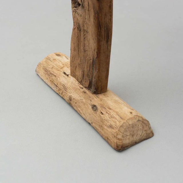 Spanish Hachero Traditional Natural Oak Wood Candleholder, 1890s For Sale - Image 10 of 18