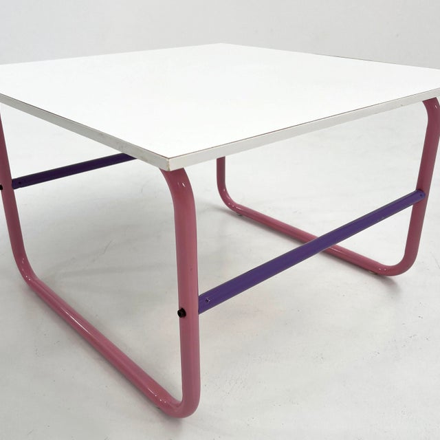 1980s Purple and Pink Tubular Coffee Table, 1980s For Sale - Image 5 of 7
