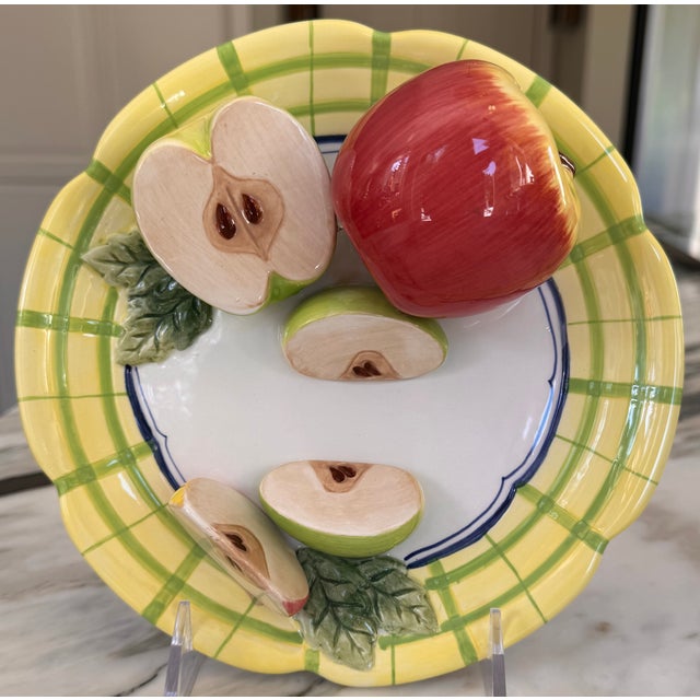 Yellow Vintage Trompe L’Oleil Plate of Apples For Sale - Image 8 of 12