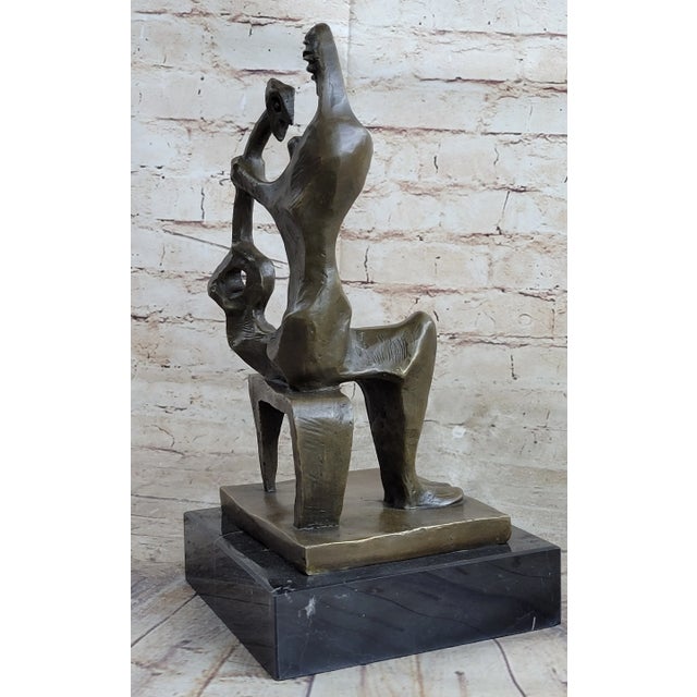 Signed Henry Moore Abstract Modern Art Mother and Child Bronze Sculpture Statue For Sale In New York - Image 6 of 10