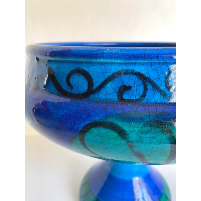 Vintage Italian Ceramic Glazed Pedestal Bowl For Sale - Image 11 of 13