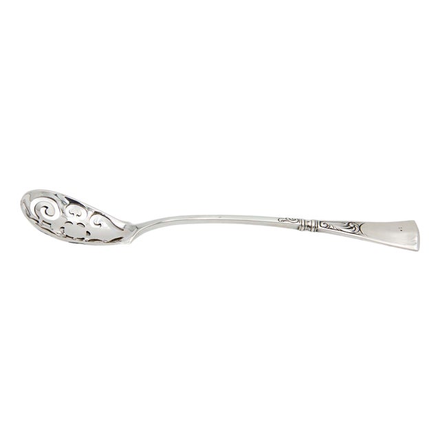 Silver Olive Serving Spoon with Cutouts For Sale