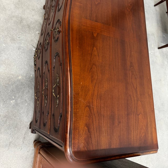 Brown Louis XV Style Chest of Drawers in Walnut and Bronze Mounts, France, 1950 For Sale - Image 8 of 11