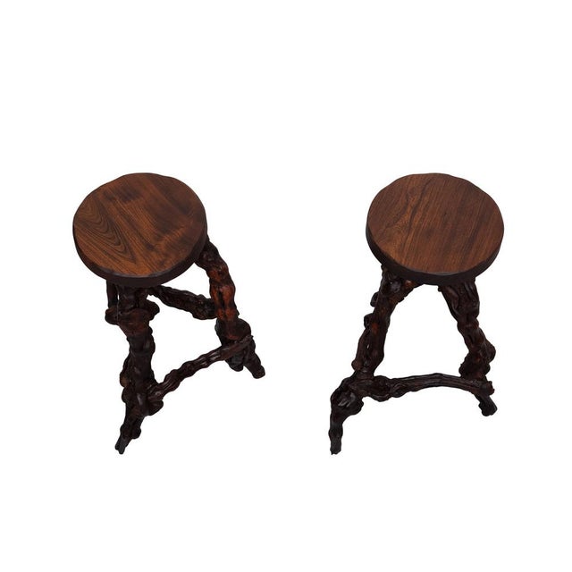 Wood Vintage French Twisted Grape-Vine Roots Bar Stools, 1960s, Set of 2 For Sale - Image 7 of 11