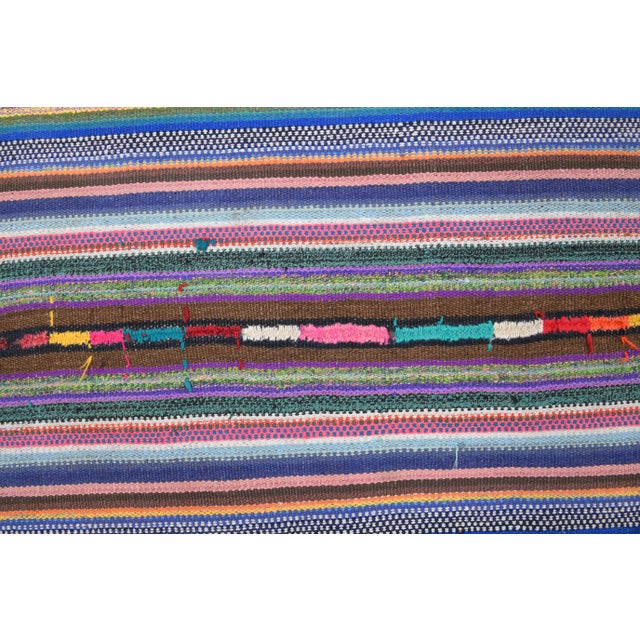 Textile Vintage Turkish Oushak Handmade Wool Cotton Pink Kilim Area Rug For Sale - Image 7 of 11