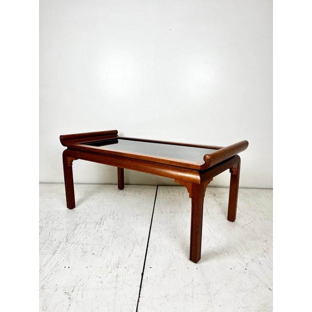 Mid Century Mahogany Scroll Top Coffee Table For Sale - Image 10 of 11