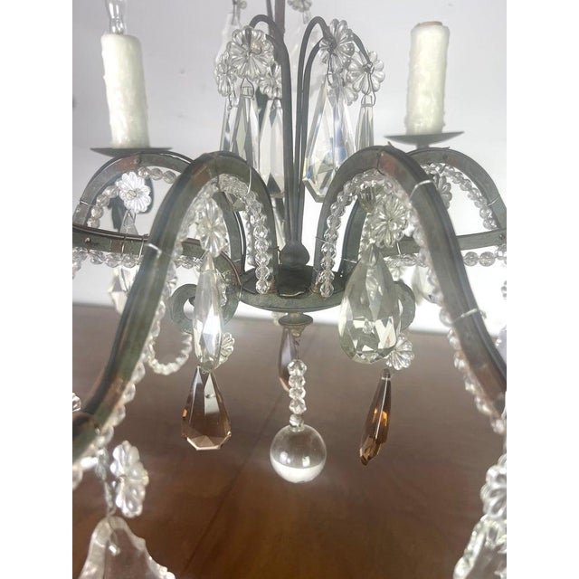 French Crystal Beaded Chandelier C. 1900's For Sale - Image 4 of 12