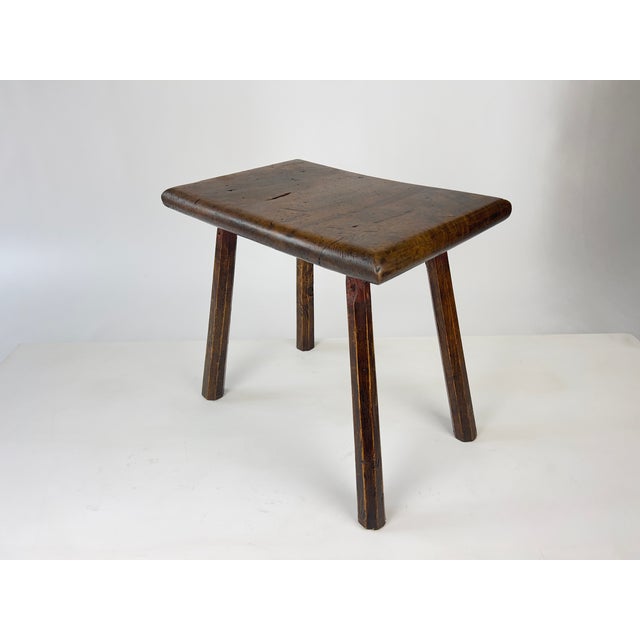 19th Century English Primitive Oak Stool For Sale - Image 9 of 16