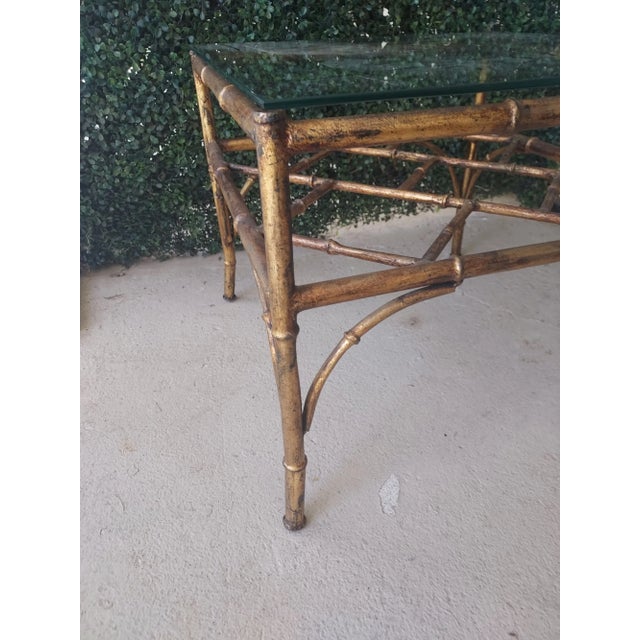 1960s Regency Faux Bamboo Iron Side Table For Sale - Image 4 of 4