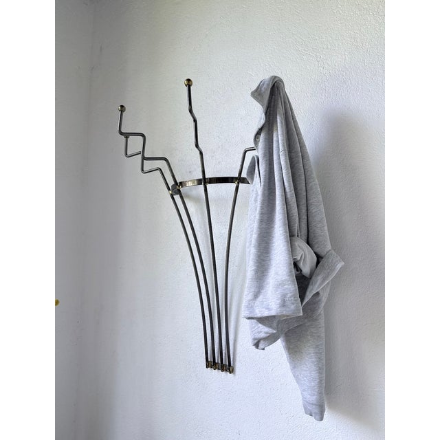 Zigzag Wall-Mounted Coat Rack in Metal and Brass, 1960s For Sale - Image 10 of 18