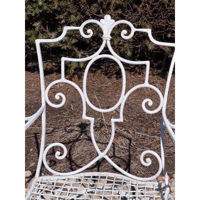 Metal Mid 20th Century Vintage Wrought Iron Provence Scroll Arm Chairs - A Pair For Sale - Image 7 of 11