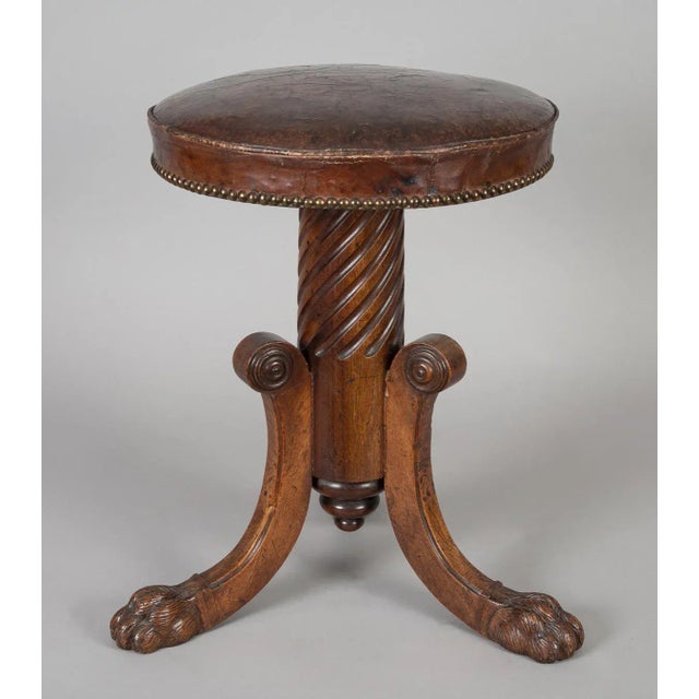 English English Antique Regency Revolving Piano Stool For Sale - Image 3 of 13