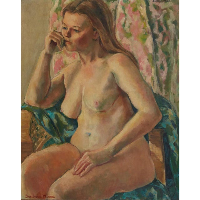 Original Oil Painting of Seated Nude by Barbara Clune.
