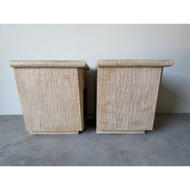 1990s Pair of Organic Hand Carved Wood Nightstands For Sale - Image 5 of 18