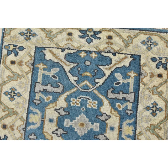 Oushak Runner 2’8” X 10′ Blue Wool Tribal Hand-Knotted Oriental Rug For Sale In Philadelphia - Image 6 of 13
