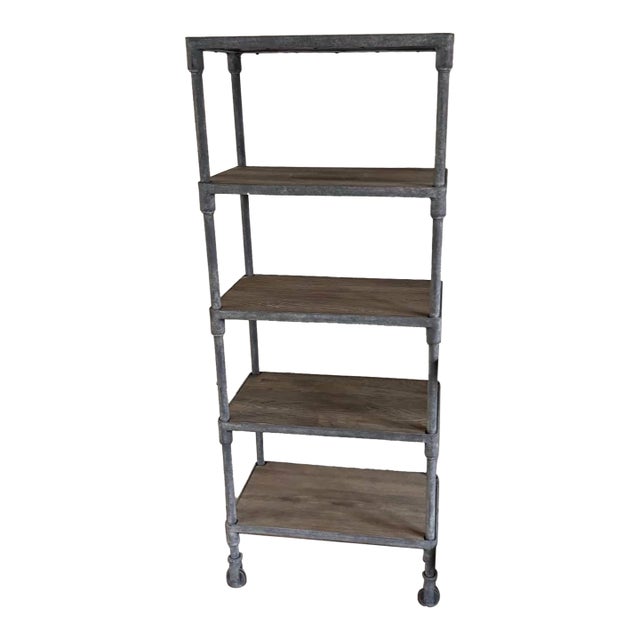 Restoration Hardware Solid Wood and Iron Bookshelf | Chairish