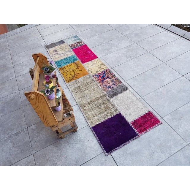 Bohemian Vintage Handmade Runner Rug For Sale - Image 9 of 10