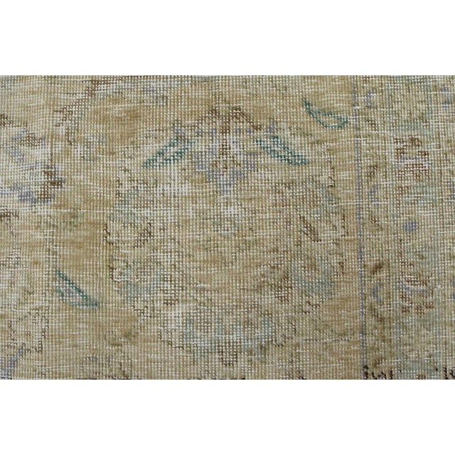 1980s Tabriz Rug 9’2” X 10’8” Beige Wool Vintage Distressed Hand-Knotted Carpet For Sale - Image 5 of 15