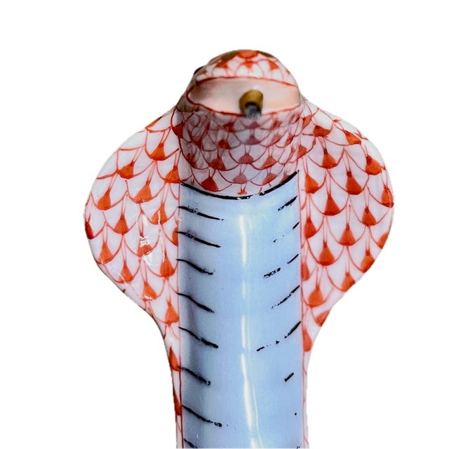 Herend Vintage Herend Fishnet Porcelain Cobra Figurine For Sale - Image 4 of 8