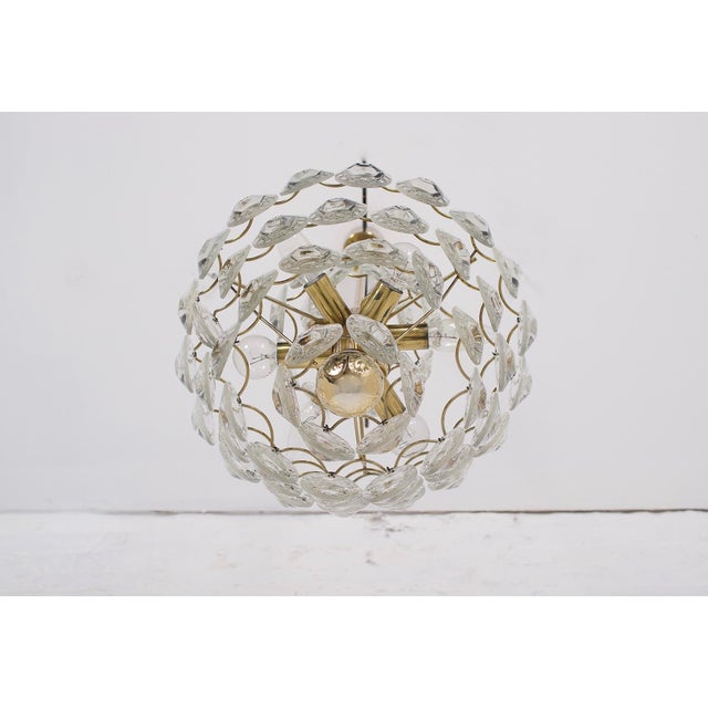 Midcentury Modern Chandelier in Brass and Crystal, 1970s For Sale - Image 10 of 12