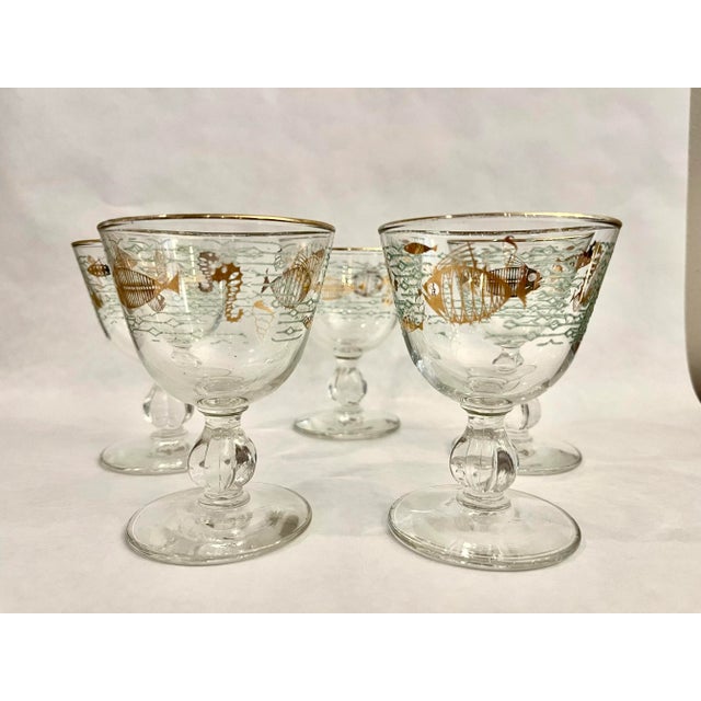 Mid 20th Century Mid Century Atomic Fish in Water Cordial Glasses For Sale - Image 5 of 7