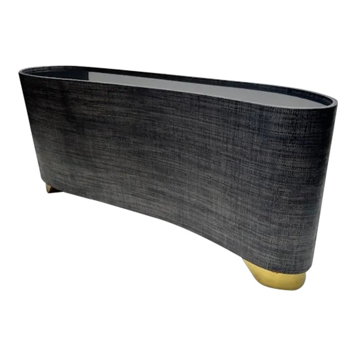 Organic Shape Raffia Console | Chairish