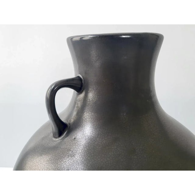 Ceramic Large Mid-Century Vase in Black Ceramic, 1950s For Sale - Image 7 of 12