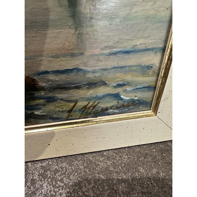 Mancini, View of the Gulf of Naples, 1950s, Oil on Panel, Framed For Sale - Image 8 of 10