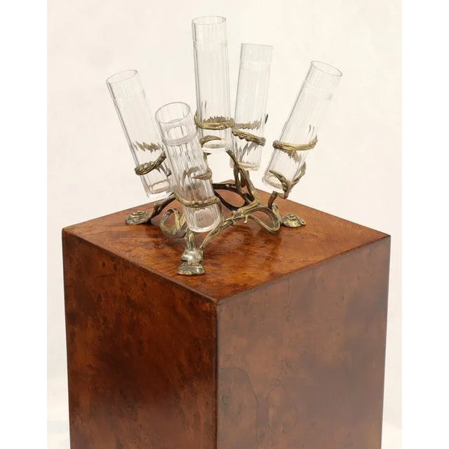 Art Nouveau 5 Branches Center Piece Cut Glass Vases For Sale - Image 4 of 13