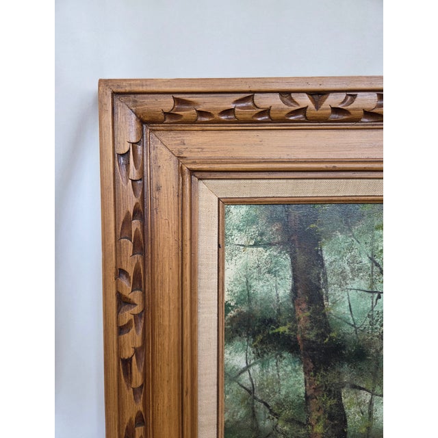 Realism Mid-Century Robert Wollinger Oil on Canvas Forest Landscape Painting For Sale - Image 3 of 12