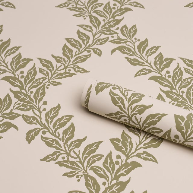 Schumacher Schumacher Tyninghame Trellis Wallcovering In Sage For Sale - Image 4 of 6