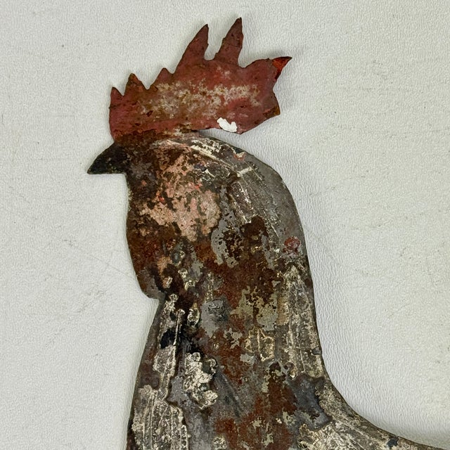 American Salvaged Antique 19th Century Rooster Sheet Metal Weathervane Topper For Sale - Image 3 of 6