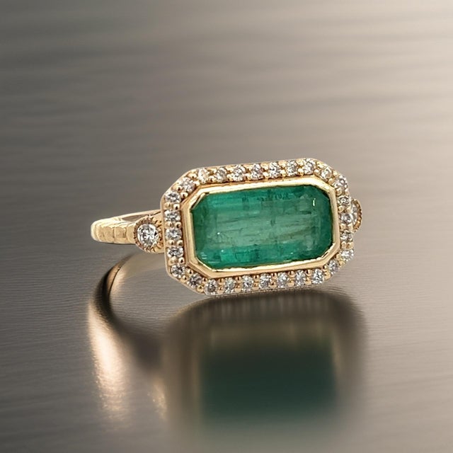 Natural Emerald and Diamond Ring 6.5 14k Y Gold 2.32 TCW Certified For Sale - Image 12 of 13