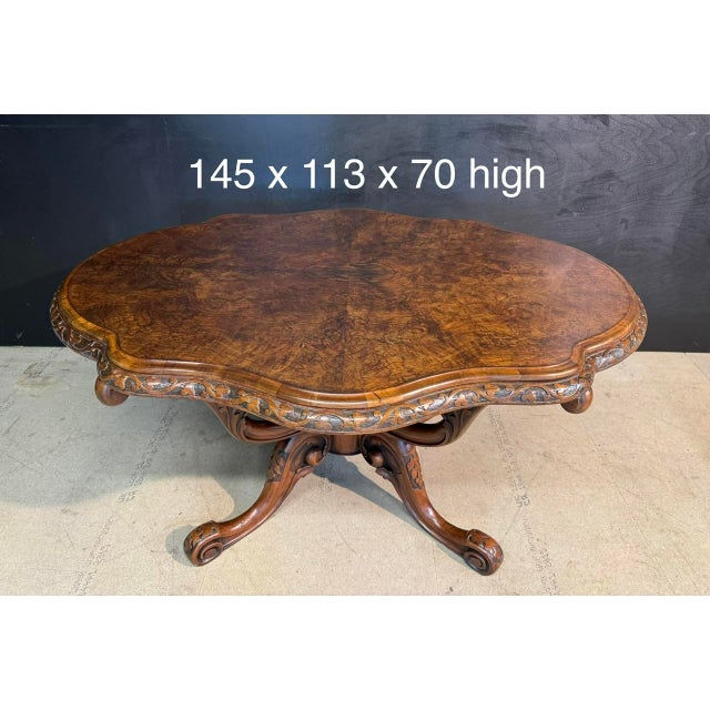 Brown Antique Burr Walnut Centre Table, 1860 For Sale - Image 8 of 11