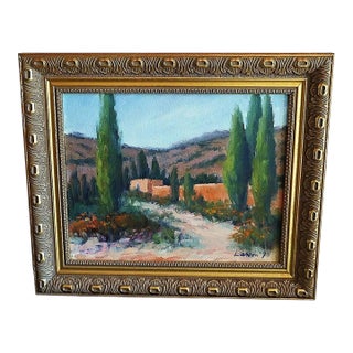 Framed Original Southwestern Adobe Landscape Oil Painting, Signed Larson 1977 For Sale