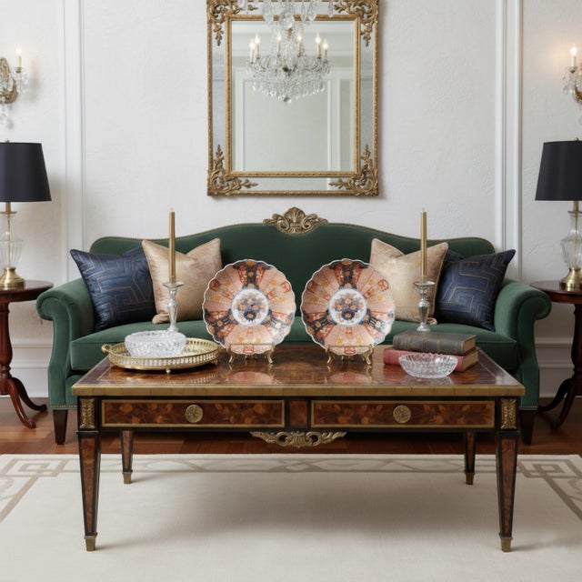 A wonderful pair of antique, 19th century Imari chargers with lovely lobed edges, in traditional vibrant oranges and...