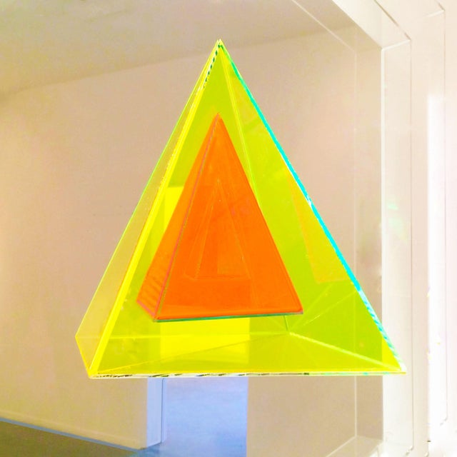 Seda Saar "Pyramid 2" Contemporary Fluorescent Wall Sculpture by Seda Saar For Sale - Image 4 of 8