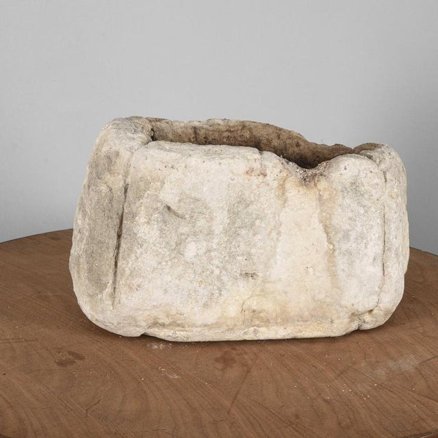 Stone Chamfered Stone Tray Carved from a Single Block for Garden Plants For Sale - Image 7 of 9