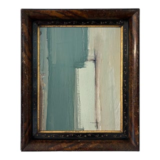 “Matcha" Abstract Art in Antique Frame, Transitional Living Room Art by JTS For Sale