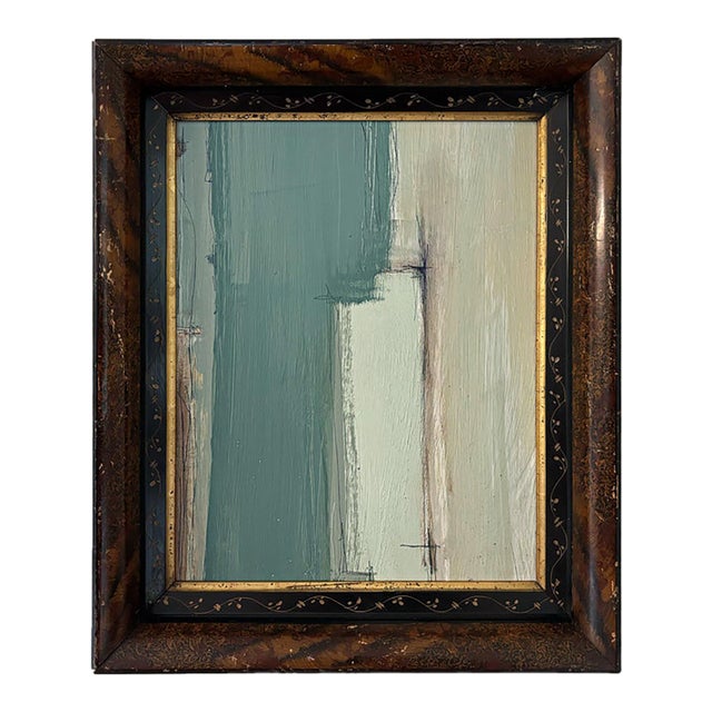 “Matcha" Abstract Art in Antique Frame, Transitional Living Room Art by JTS For Sale