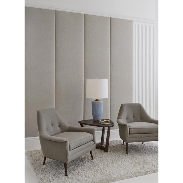 Transitional Barbara Barry for Visual Comfort Signature Chado Large Table Lamp in Polar Blue Crackle with Linen Shade For Sale - Image 3 of 4