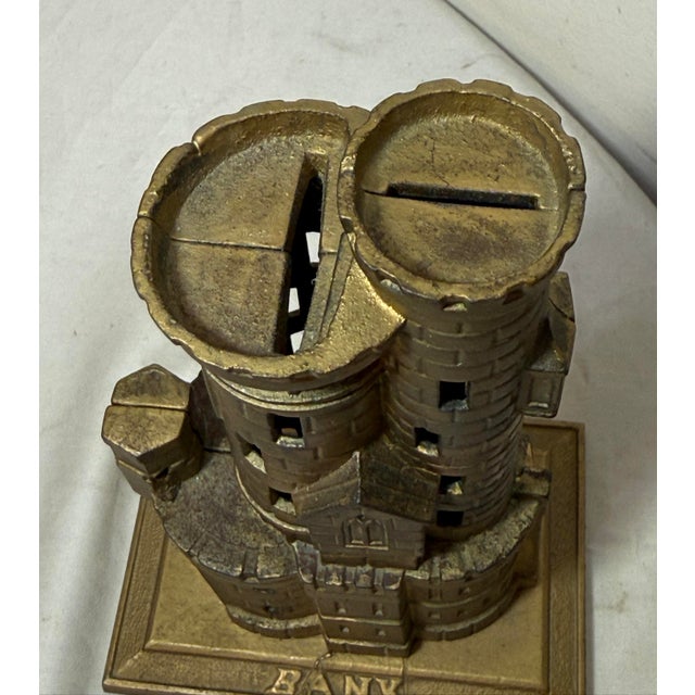 Rare Antique 1910 John Harper & Co. Castle With Two Towers Cast Iron Still Bank For Sale In New York - Image 6 of 12