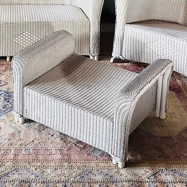 Vintage Lloyd Looms - 3 Piece Wicker Set: Sofa, Rocking Chair, Foot Stool/Side Table, 3 Pieces For Sale - Image 14 of 17